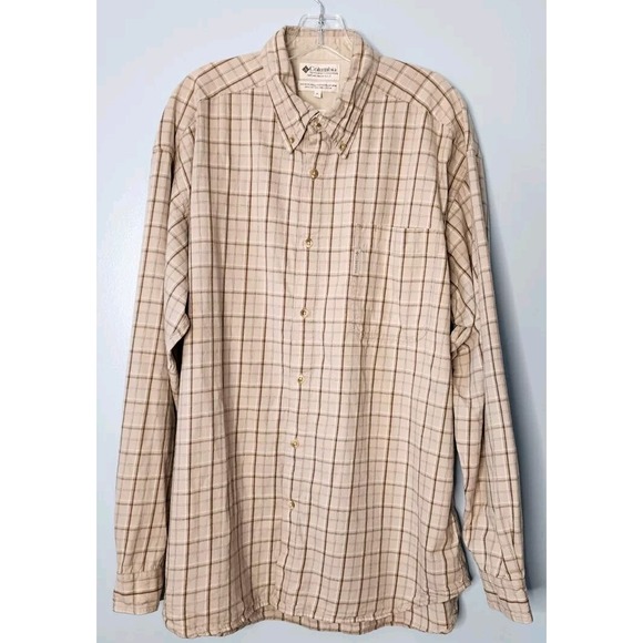 Columbia Other - Columbia Sportswear Men's Shirt XL L/S Button Down Tan Plaid Check 100% Cotton